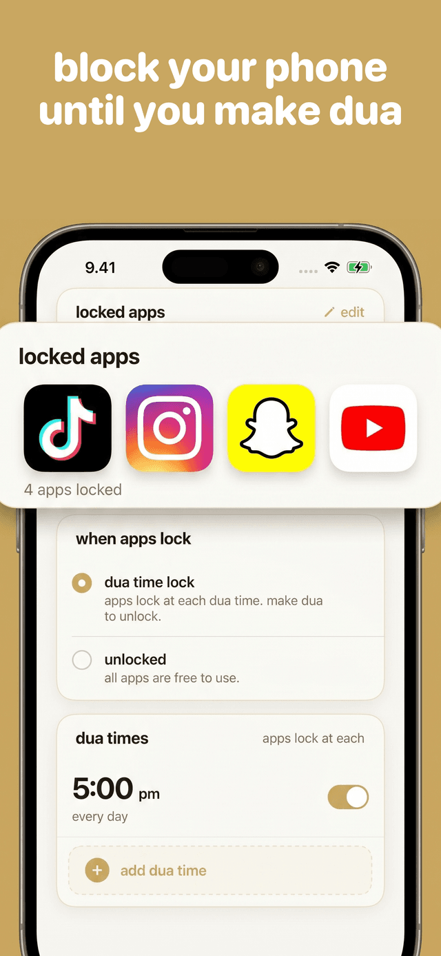 Block your phone until you make dua